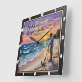 Houd vast aan je geloof. 1 Timoteüs 1:19 Vierkante Klok (Hoek)