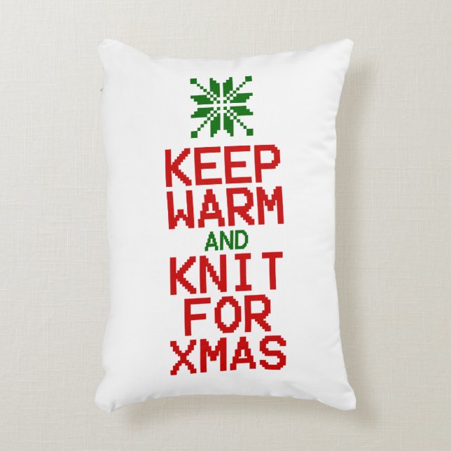 Houd Warm en Knit voor Kerstmis Accent Kussen (Voorkant(Verticaal))