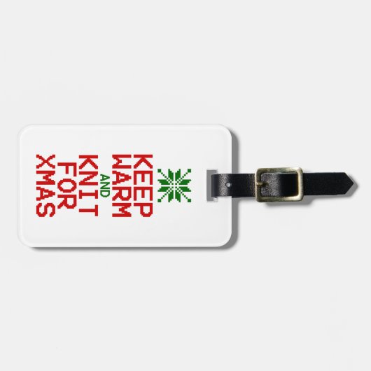 Houd Warm en Knit voor Kerstmis Bagagelabel (Voorkant horizontaal)