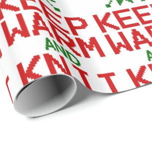 Houd Warm en Knit voor Kerstmis Cadeaupapier