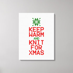 Houd Warm en Knit voor Kerstmis Canvas Afdruk
