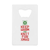 Houd Warm en Knit voor Kerstmis Creditkaart Flessenopener (Voorkant)