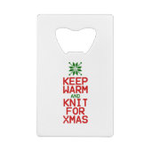 Houd Warm en Knit voor Kerstmis Creditkaart Flessenopener (Achterkant)