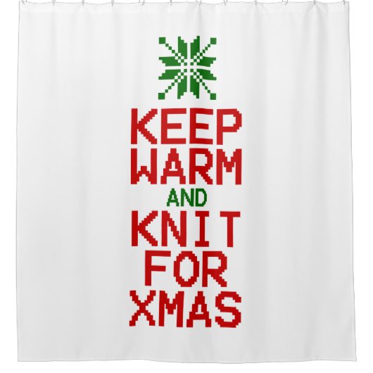 Houd Warm en Knit voor Kerstmis Douchegordijn (Voorkant)