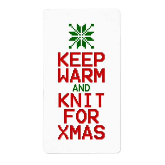 Houd Warm en Knit voor Kerstmis Etiket (Voorkant)