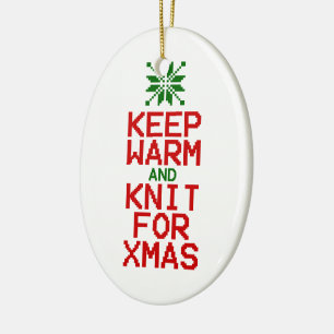 Houd Warm en Knit voor Kerstmis Keramisch Ornament