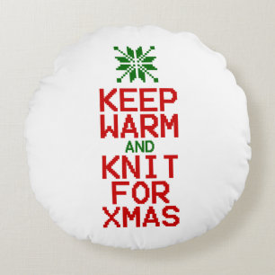 Houd Warm en Knit voor Kerstmis Rond Kussen