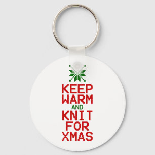 Houd Warm en Knit voor Kerstmis Sleutelhanger