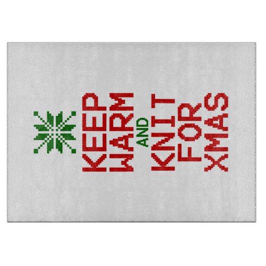 Houd Warm en Knit voor Kerstmis Snijplank (Voorkant)