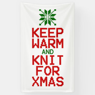 Houd Warm en Knit voor Kerstmis Spandoek