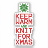 Houd Warm en Knit voor Kerstmis Sticker (Voorkant)