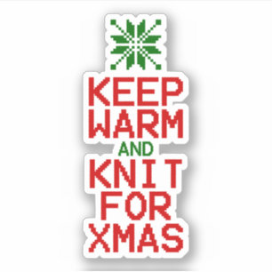 Houd Warm en Knit voor Kerstmis Sticker