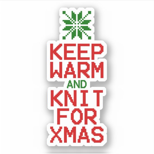 Houd Warm en Knit voor Kerstmis Sticker (Voorkant)