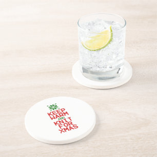 Houd Warm en Knit voor Kerstmis Zandsteen Onderzetter