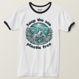 Houd Zee Plastic Gratis Ocean Life Ringer T-shirt