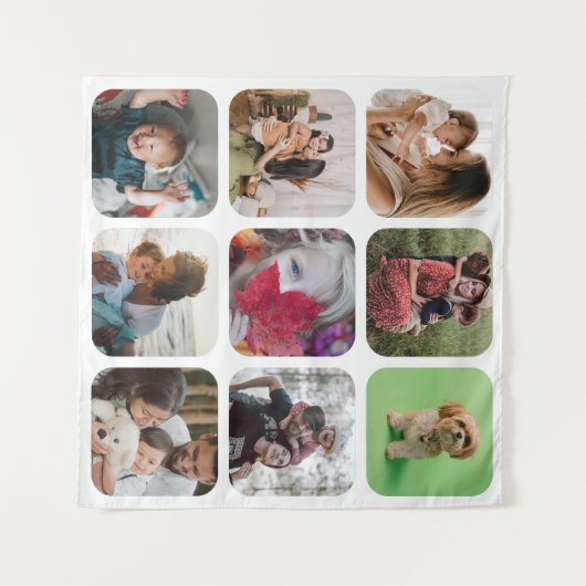 Houdbaar fotocollage vierkant sjabloon ronde rande wandkleed (Voorkant (horizontaal))