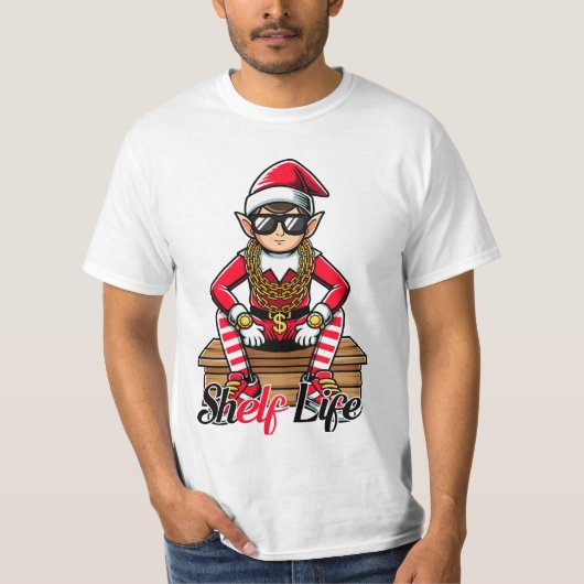 Houdbaarheid Kerst Hip Hop Elf T-shirt (Voorkant)