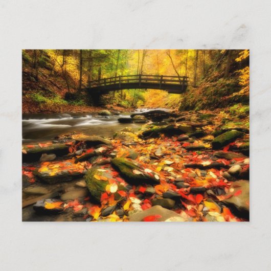 Houden Bridge en Creek in Herfst Briefkaart (Voorkant)