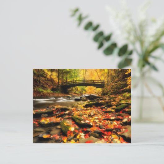 Houden Bridge en Creek in Herfst Briefkaart (Staand voorkant)
