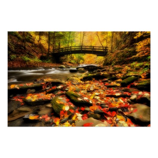 Houden Bridge en Creek in Herfst Perfect Poster (Voorkant)