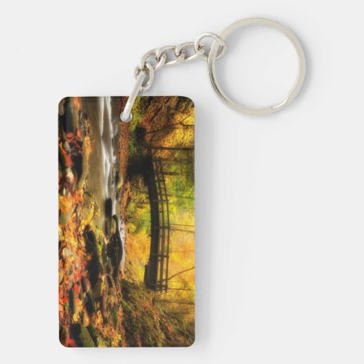 Houden Bridge en Creek in Herfst Sleutelhanger (achterkant)