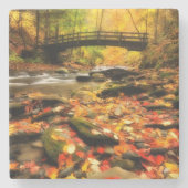 Houden Bridge en Creek in Herfst Stenen Onderzetter (Voorkant)