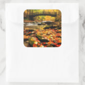 Houden Bridge en Creek in Herfst Vierkante Sticker (Tas)
