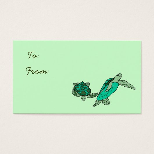 Houden op zeeen schildpadden cadeau labels visitekaartjes (Voorkant)