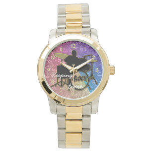 Houden van de Tijd Drummer en Rainbow Muzieknoten  Horloge