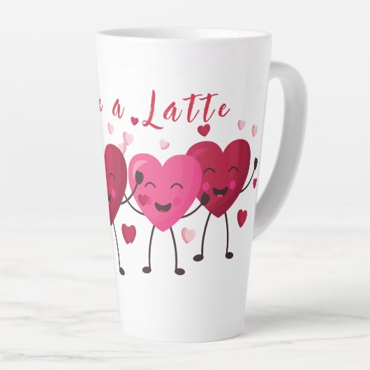 houden van een latte flauw, vrolijk hart roze en r latte mok (Rechterhoek)