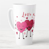 houden van een latte flauw, vrolijk hart roze en r latte mok (Linkerhoek)