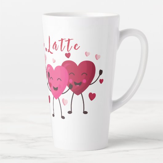 houden van een latte flauw, vrolijk hart roze en r latte mok (Rechts)