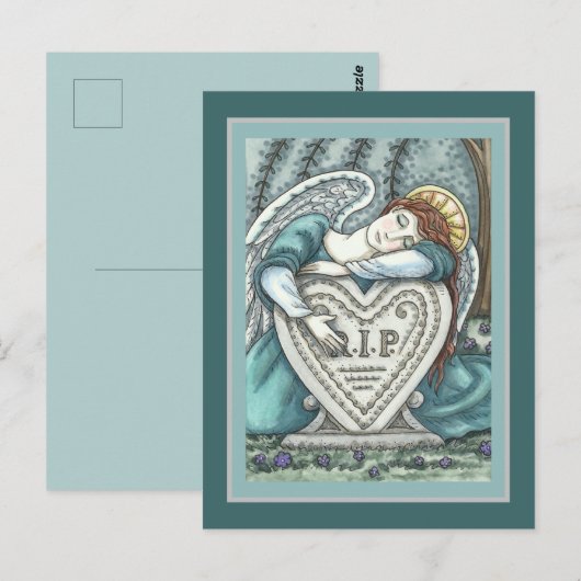 HOUDENDE GARDIAN ANGEL, CEMETERY MOURY ART RIP BRIEFKAART (Voorkant / Achterkant)