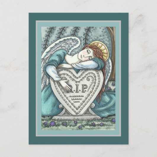 HOUDENDE GARDIAN ANGEL, CEMETERY MOURY ART RIP BRIEFKAART (Voorkant)