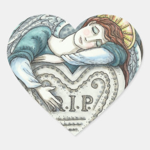 HOUDENDE GARDIAN ANGEL, CEMETERY MOURY ART RIP HART STICKER