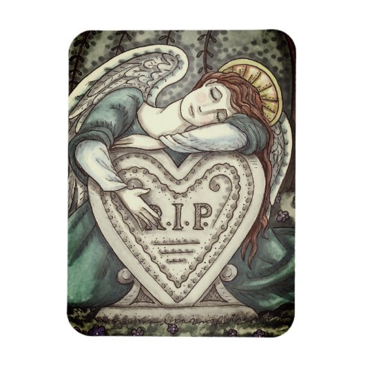 HOUDENDE GARDIAN ANGEL, CEMETERY MOURY ART RIP MAGNEET (Verticaal)