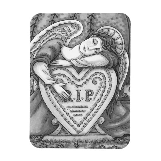 HOUDENDE GARDIAN ANGEL, CEMETERY MOURY ART RIP MAGNEET (Verticaal)