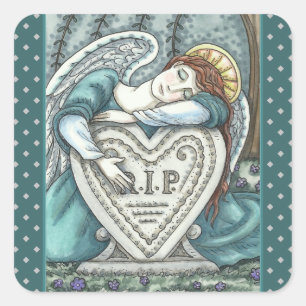 HOUDENDE GARDIAN ANGEL, CEMETERY MOURY ART RIP VIERKANTE STICKER