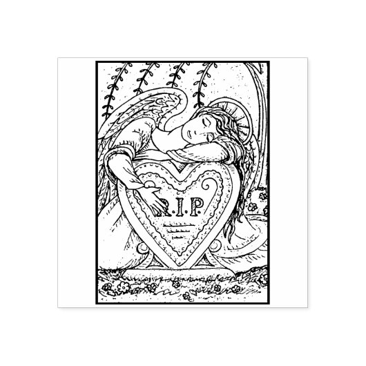 HOUDENDE GARDIAN ANGEL, CEMETERY RUBBER STAMP RUBBERSTEMPEL (Afrduk)