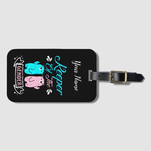 Houder van de Genderroze en Blauwe Teddy Bear Bagagelabel (Voorkant (horizontaal))
