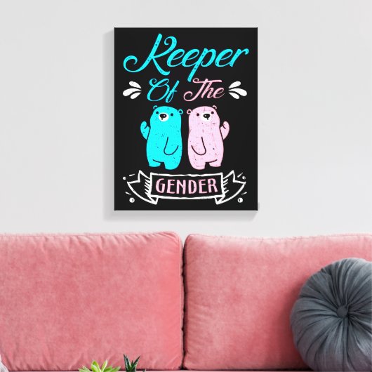 Houder van de Genderroze en Blauwe Teddy Bear Canvas Afdruk (Insitu (Woonkamer))