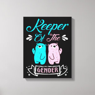 Houder van de Genderroze en Blauwe Teddy Bear Canvas Afdruk