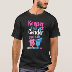 Houder van de genderroze of blauwe broer houdt van t-shirt