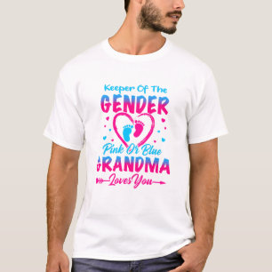Houder van de genderroze of blauwe oma houdt van j t-shirt
