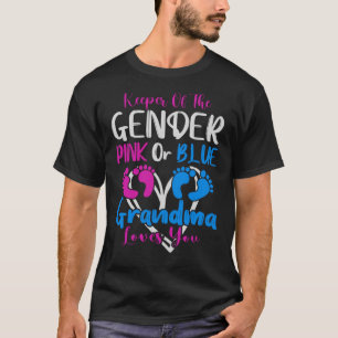 Houder van de genderroze of blauwe oma houdt van j t-shirt