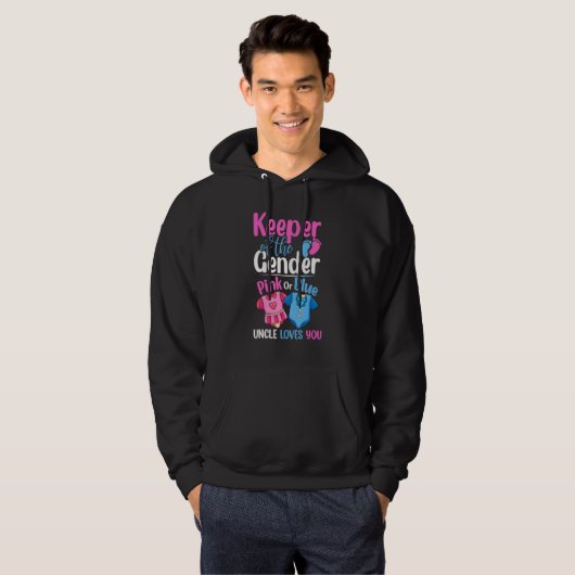 Houder van de genderroze of blauwe oom houdt van j hoodie (Voorkant volledig)
