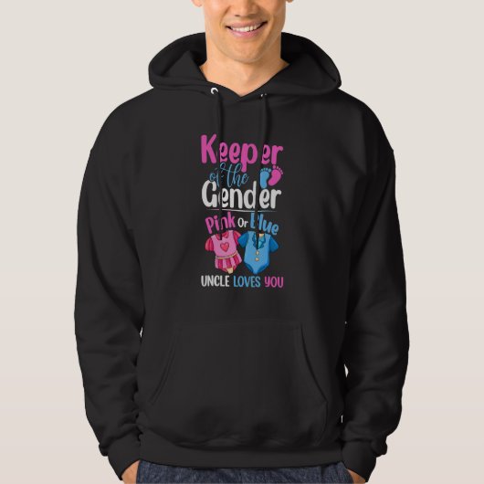 Houder van de genderroze of blauwe oom houdt van j hoodie (Voorkant)
