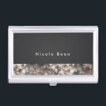 Houder van de zwarte & Tan Glamor Sequins Business Visitekaarthouder<br><div class="desc">Black & Tan Glamor Sequins Business Card Holder. Pas aan met om het even welke tekst of verlaat het leeg.</div>