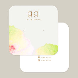 Houder van een Floral Waterverf Stud Oorring Vierkante Visitekaartje