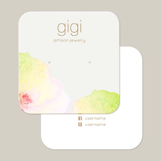 Houder van een Floral Waterverf Stud Oorring Vierkante Visitekaartje